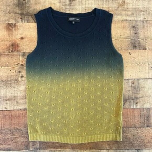 Jones New York Linen Sleeveless Knit Tank Sweater Ombre Olive Green Small - Picture 5 of 9